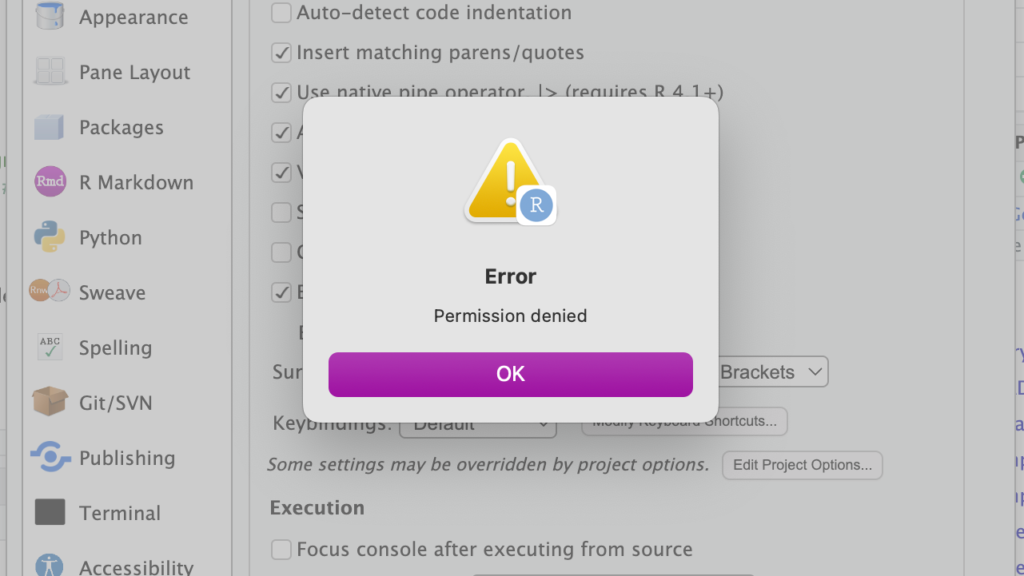 RStudio Permission Denied